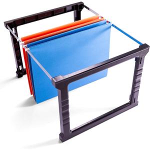 Officemate Plastic Hanging File Folder Frame, 18 Inch, Letter and Legal Size. 1 Set (91961), Black and Gray