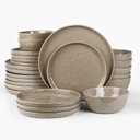 Famiware Mars Plates and Bowls Set, 23 Pieces Dinnerware Sets, Dishes Set for 7, Cinnamon Brown