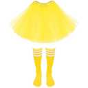 Haakong 2 Pcs 80s Costume Set Yellow Tutu Women with Tube Socks Layered Tulle Tutu Skirt for Women Halloween Cosplay Dress up(Yellow)