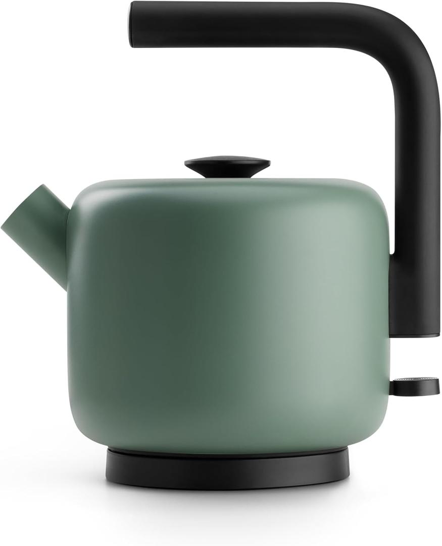 Fellow Clyde Electric Kettle - 1.5 Liter Capacity - Modern Twist On Stovetop Design, All-Purpose, Stainless Steel - Warm Water for Ramen, Oatmeal, Tea, Coffee & more - Large Capacity - Smoke Green