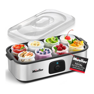 Mueller Yogurt Maker, Greek Yogurt Machine with 8 Glass Jars/Lids, One Touch Display: Perfect for Organic, Sweetened, Flavored, Plain, or Sugar Free Options for Baby, Kids, & Parfaits