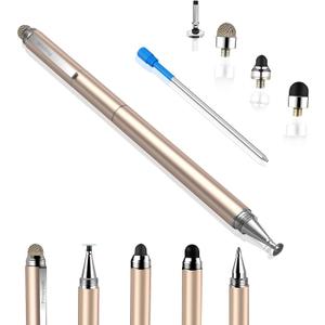Penyeah Stylus pens for Touch Screens - [4-in-1] High Sensitivity and Precision Touch Screen Stylus Disc Tip,Black Rubber Tip & Mesh Fiber Tip Universal for All Capacitive Touch Screen Device (Gold)
