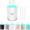 Rechargeable Mini Humidifier, Colorful Cool Mist Humidifiers with 7 Color Light, Small Personal Desktop Humidifier for Baby Bedroom, Office, Nursery, Travel with Auto Shut-Off, Super Quiet (White)