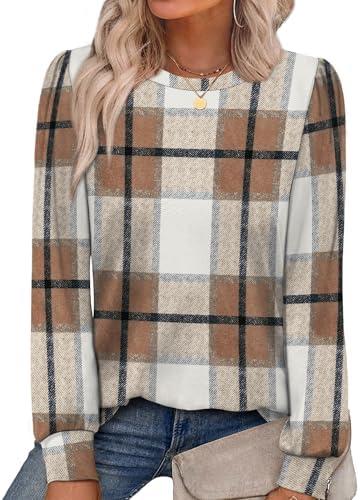 Alaroo Womens Long Sleeve Shirts 2025 Fall Tunic Tops Crewneck Blouses Print Size L