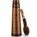 PARAS 100% Pure Copper Water Bottle 30 oz – Handcrafted Ayurvedic Drinkware | Leak Proof BPA Free | No Liner No Coating | Antique Finish | Solid Real Copper Bottle for Drinking Water & Gym Travel Yoga