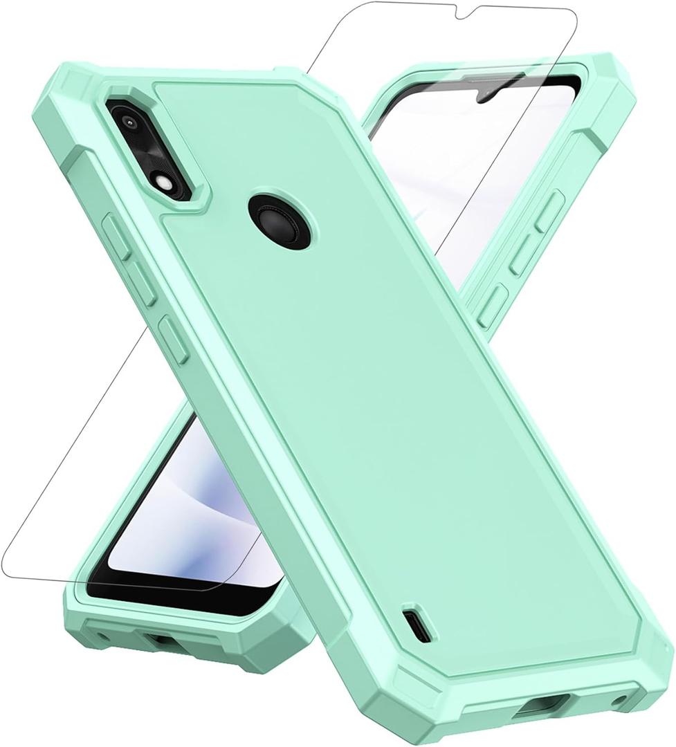 Compatible with Gabb Phone 4 Case, with Screen Protector Hard PC Front Frame and Soft TPU Back, Shockproof Bumper Case (Green, Gabb Phone 4)