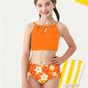 Girls Swimsuit 2 Piece Bathing Suit Tankini Adjustable Straps Cut Out Swimwear Size 9-16Y