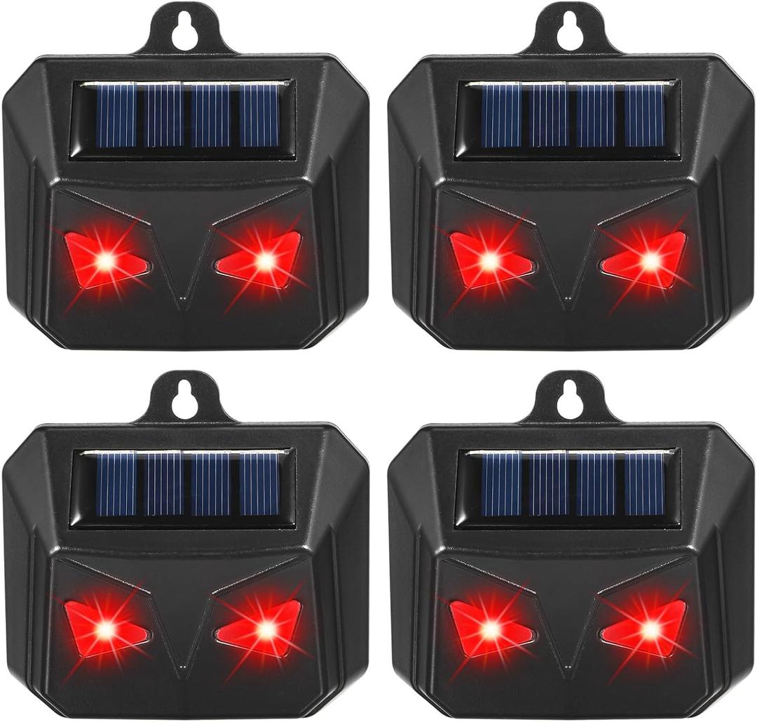 2026 Upgraded Solar Predator Control Light, 4 Pack Predator Eyes Nocturnal Animal Repeller, Red LED Coyote Fox Deterrent for Chicken Coop Defense, Skunk Raccoon Deer Repellent for Farm & Garden