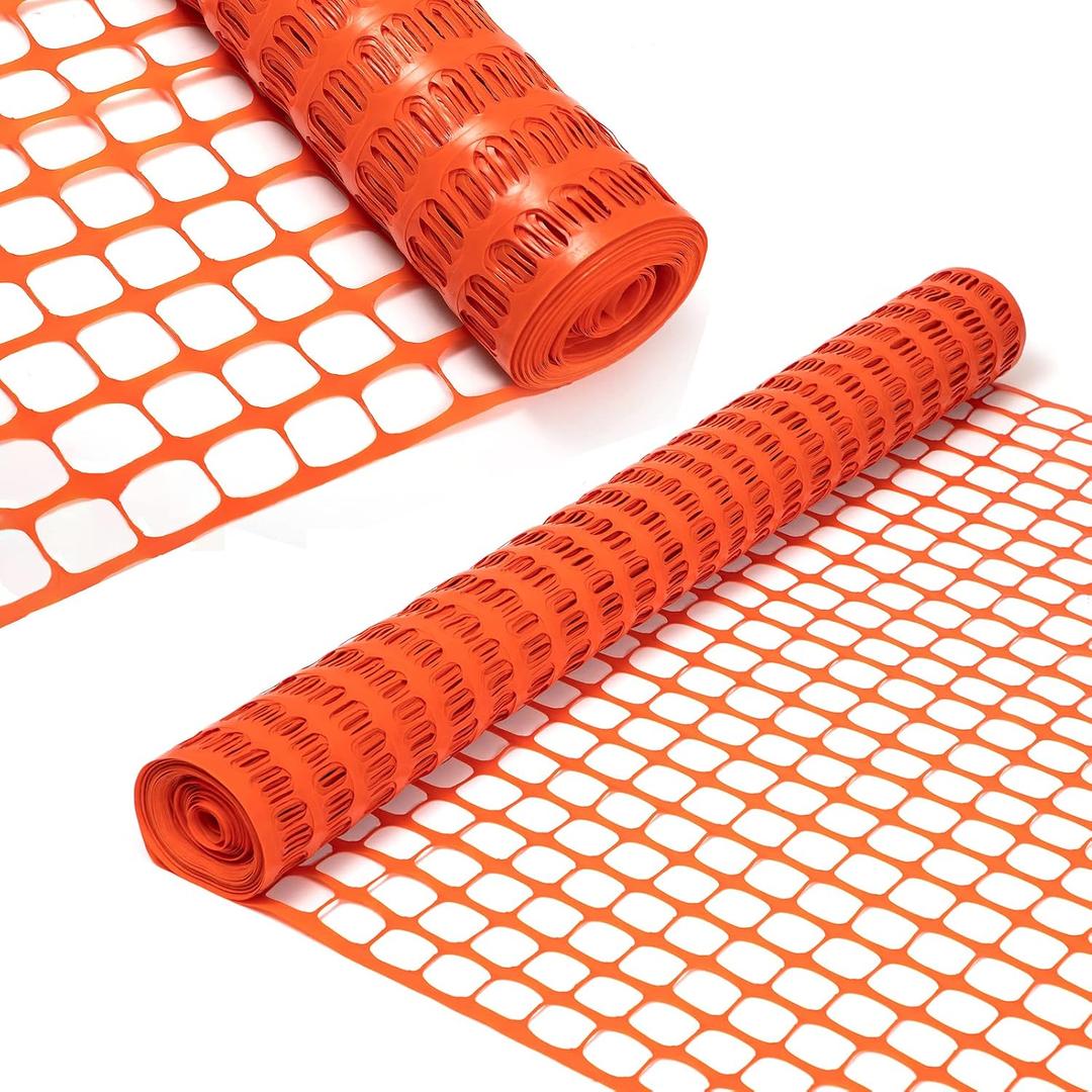 DOEWORKS Safety Fence, 4 x 100 FT Orange Plastic Mesh Fence Roll Barrier Netting for Construction and Event Fencing