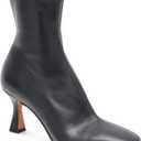 VOMIRA Ankle Boots for Women Square Toe Kitten Heel Boots (7, Black)