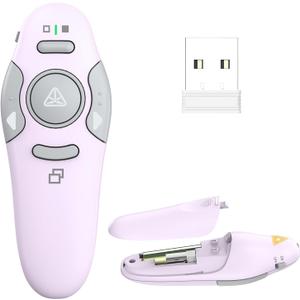 QUI Presentation Clicker Wireless Presenter Remote Clicker for PowerPoint Presentation Remote, PowerPoint Slide Advancer for Mac/Windows/Google Slide/Keynote, USB A, Purple