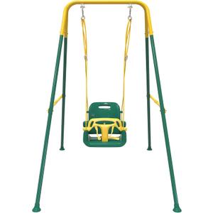 Multifunctional Toddler Swing, Foldable Baby Swing Outdoor & Indoor Use, Easily Installable and Storable （Green）