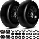 2 x 11x4.00-5 Flat Free Lawn Mower Tire and Wheels 2 Pcs Smooth Tread Puncture-proof Tire for Ride mowers, with 3/4" & 4 Pcs 5/8" Bearing and 24 Spacers for Zero Turn Mowers Garden Tractors Carts