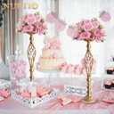 Versatile Metal Flower Arrangement, Candle Holder Stand Set for Wedding Party Dinner Centerpiece Event Restaurant Hotel Decoration (Twist Style, 10 x L)