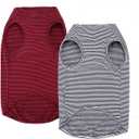 WEONE Dog Summer T-Shirts Striped Cotton Vest,Pet Breathable Soft Basic Clothes for Small Medium Larg Boy Girl Dogs, XXL (2X-Large (Pack of 1), Black+Red(1 Pack include 2 pcs))