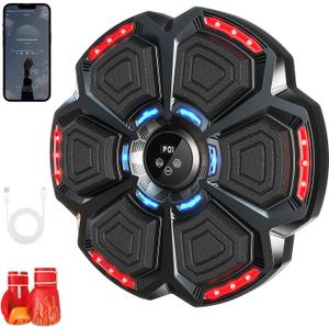 Upgraded Music Boxing Machine for Adults and Kids, Smart Bluetooth Boxing Trainer with Gloves, Wall Mounted Electronic Music Punching Machine with 9 Modes & 9 Speeds, for Home, Office, and Gym Workout