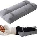 HOMBYS Knee Pillow for Side Sleepers with Elastic Straps, 4" Height Cotton Cover Leg Pillow for Aligns Spine & Relieves Pressure Hip & Leg Elevation, Supportive Pillow for Lower Back, Grey