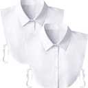 Detachable Dickey Collar Blouse for Women, Fake Half Shirts Faux False Collar for Girls Favors (One Size, White, 2 Pack)