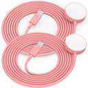 2Pack USB C for Watch Charger Magnetic Charger Wireless Portable Compatible with Watch Ultra2 Ultra Series 10/9/8/7/6/SE/SE2/5/4/3/2/1-[1m/Pink]