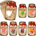 Valentines Day Cards for Kids - 60 Pack Mason Jar Candy Jar Valentines Cards with 6 Unique Designs, Valentine Exchange Cards for School Classroom Party Favors (Candy Not Included)