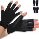 Donfri 2 Pairs Copper Arthritis Gloves Compression Gloves Women Men Relieve Hand Pain Swelling and Carpal Tunnel (2Pairs, Large)