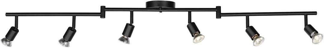Globe Electric 59693 6-Light Foldable Track Lighting Kit, Matte Black Finish, Adjustable Heads, Bendable Arms, GU10 Base, Dimmable, Modern Industrial Style