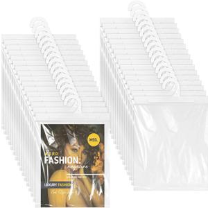 32 Pcs Hanging Storage Bags, Large Hook 13 X 10 Inch Clear Plastic Bags, Reusable Waterproof Book and Headphone Pouch for Library Pharmacy Organization