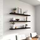 36 Inch Brown Wood Floating Shelves for Wall Rustic Wall Shelf for Bedroom Living Room Set of 4, 36Incn
