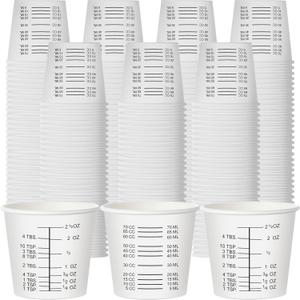 Sliner 100 Pcs 3 oz Graduated Paper Cups Disposable Wax Coated Medicine Cups Disposable Measuring with Clear Measurements for Measuring Resin, Mixing Paint, Resin, Stain, Epoxy