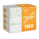 Care Touch CTSLS1-VC Luer Slip Syringe 1ml - 100ct No needle