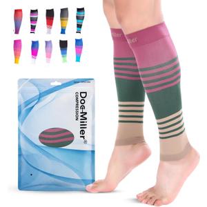 Doc Miller Calf Compression Sleeve for Men & Women 2030 mmHg Graduated Compression, Footless Compression Socks Alternative for Running, Shin Splints, Swelling, Varicose Veins Calf Support, 1 Pair, XL