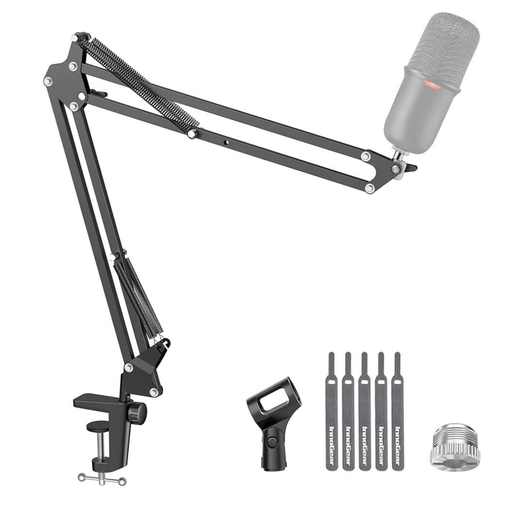 InnoGear Boom Arm Microphone Mic Stand for Blue Yeti HyperX QuadCast SoloCast Snowball Fifine Shure SM7B and Other Mic, Black