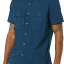 Amazon Essentials Mens Slim-Fit Short-Sleeve Two-Pocket Utility Shirt (Blue, XS)