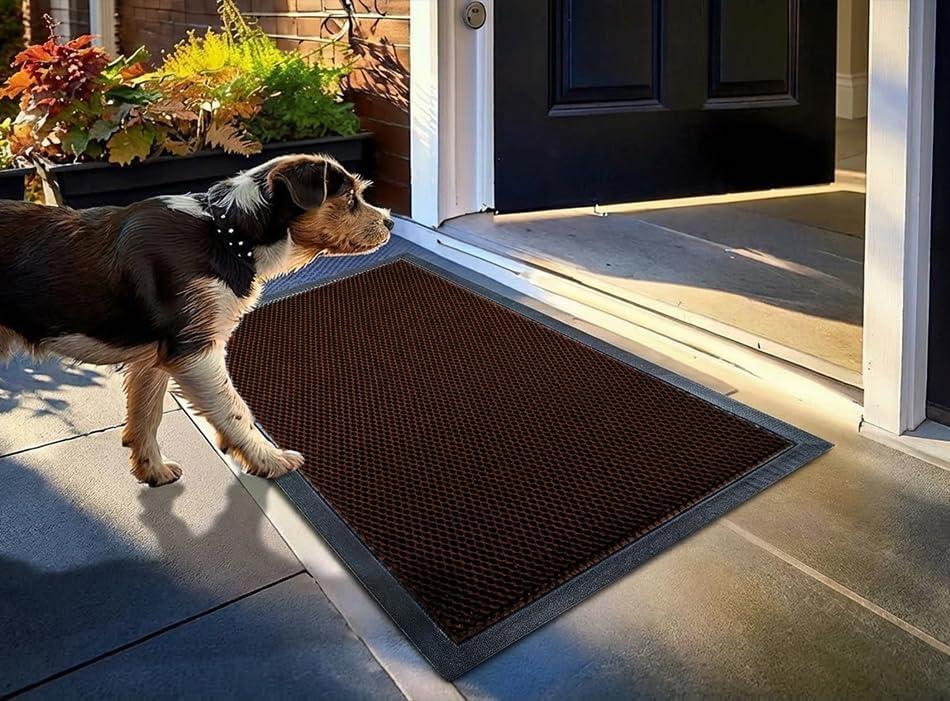 Muddy Mat Meshy Mat Door Mat Heavy-Duty Quick-Dry Floor Mat, Sand & Dirt Trapper for Indoor & Outdoor, Ideal for Entrance, Mudrooms,Patios & Garages,Low-Profile,Non-Slip,Washable Brown 17"x30"x0.4"