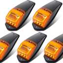VIHOSE 5 Pack 34 LEDs Cab Lights for Semi Trucks, Chrome Amber Roof Marker Lights 12V IP67 Waterproof, Heavy Duty Cab Marker Set Compatible with Peterbilt Kenworth Mack(Black Amber)