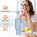 6pc Plastic Replacement Straws Reusable for Stanley Tumbler 30 oz 40 oz, 12 Inch Straight Replacement Straw with Silicone Tips, Straw Covers and Cleaning Brushes