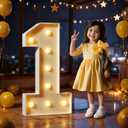 Marquee Numbers 3 Feet Tall Large Light Up Numbers 1st 16th 21st Wild One Birthday Decorations Big Yellow Light Outdoor Anniversary Decorations Balloon Arch Kit Party Backdrop 1