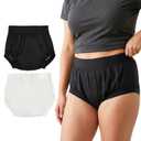 AQX Adult Plastic Pants, Reusable Waterproof Underwear for Incontinence, Leakproof High Waist Cloth Diaper Covers 2Pcs (BlackWhite-2Pcs, S)