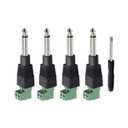 1/4 Jack, 4Pcs Solderless 1/4 Inch Audio Jack TS Male Mono Quarter Inch 6.3mm Phone Plug 1/4" Plugs Connector for Speaker Cables, Guitar Cables, Microphone Cables Repair