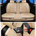 Huidasource Beige Seat Covers, Nappa Leather Car Seat Covers, Velcro Adjustable, Compatible with Airbags, Armrests, Child Seat, Universal Fit for Most Cars, Vans, Trucks, SUVs (Full Set/Beige)