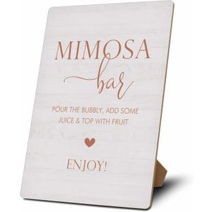 Mimosa Bar Sign, Mimosa Bar Supplies, Champagne Brunch Decor, Wooden Tabletop Sign With Stand, Mimosa Bar Decor For Bridal Shower Baby Shower Wedding Birthday Christmas Party, 16, Rustic