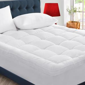 CYMULA Full Size Mattress Topper - Extra Thick Cooling Mattress Pad Cover for Back Pain - Soft Mattress Protector Firm Bed Topper Pillow Top with 8-21 Inch Deep Pocket 3D Snow Down Alternative Fill (White)