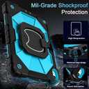 Auizotl Case for iPad (A16)11th /10th Generation 11/10.9 Inch 2025/2022 with Screen Protector Rotating Stand Shoulder Strap Pencil Holder,Military Grade Shockproof iPad Case 10th Generation,Black Blue