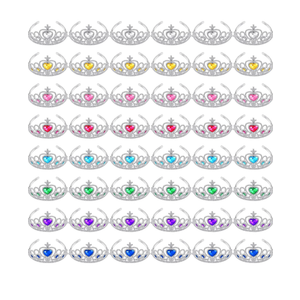 48 Pcs Tiara Crown Set Princess Dress up Costume Party Favor Girls Plastic Crown Birthday Supplies Cosplay Accessory