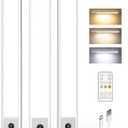 EZVALO 3-Pack Under Cabinet Lighting, 4000mAh Rechargeable Motion Sensor Light, 16inch Magnetic Closet Lights with Dimmable & 3 Color Temps, Wireless Motion Activated Lights with Remote for Kitchen