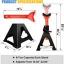 Upgraded 6 Ton Jack Stands (13,200 LBs) with 2 Crossbars&Double Locking - Heavy Duty Adjustable Car Jack Stand for Trucks, SUV, Car, UTV/ATV Garage Lifting Tool, 15.35"-22.05" Height, 1 Pair