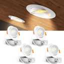 Amico 4 Pack 4 Inch 5CCT Gimbal LED Recessed Lighting, 360&90 Adjustable Eyeball Directional Downlight, Dimmable, 2700K/3000K/3500K/4000K/5000K Selectable, CRI90+ 9W 700LM, ETL&FCC