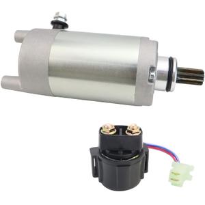 Starter Motor & Solenoid Relay for Yamaha Timberwolf 250 1992-2000, Tri-Moto 200 YTM200E 1983-1985, Tri-Moto 225 YTM225D 1983-1986, Moto-4 200 YFM200 1985-1989 29U-81800-61-00 4XE-81890-00-00