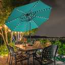EliteShade USA 10-Year-Non-Fading 9ft Market Patio Umbrella, Commercial Grade Table Sun Umbrella with 80 Solar LED Lights, Crank Open, Windproof & UPF 50+ UV Protection for Garden, Deck, Pool, Backyard, Teal