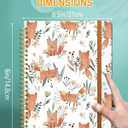 2 x Ruled Spiral Writing Notebook,A5 Hardcover Lined College Journal for Women, Strong Twin-Wire Binding with Premium Paper,8.4" X 6",Perfect for School, Office, Home(Cute Fox Flower)